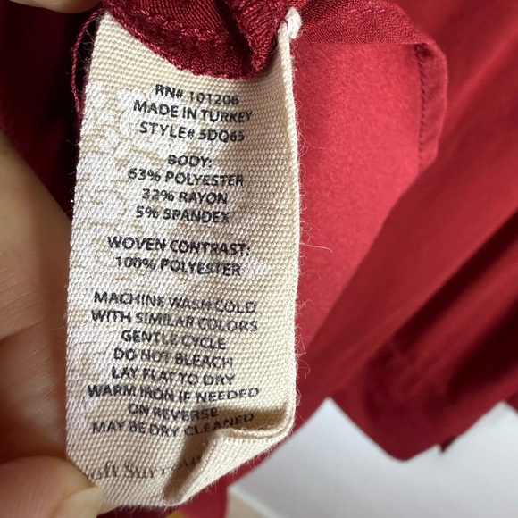 Soft‎ Surroundings Tunic Blouse Red Burgundy 2X Faux Layered Oversized Excellent - Picture 7 of 10
